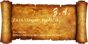 Zeitlinger Agád névjegykártya